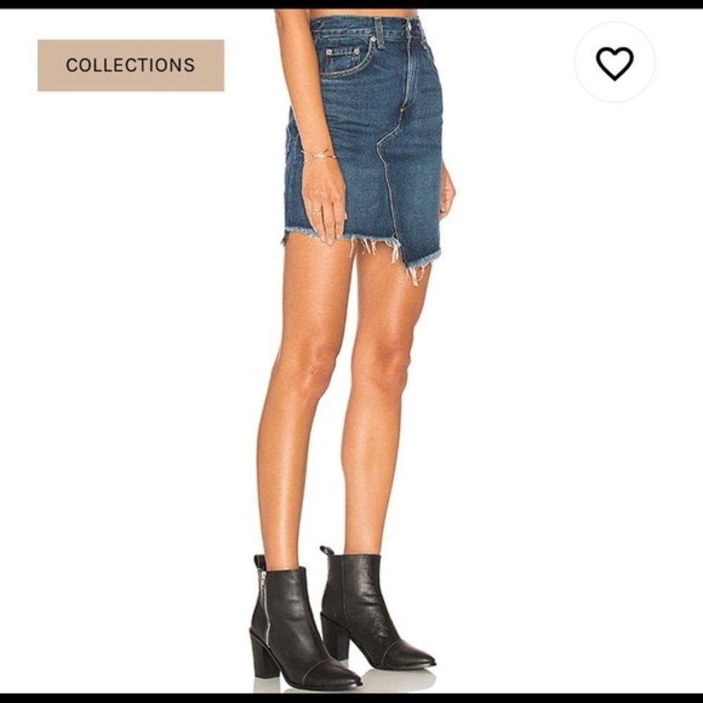 Rag & Bone Dive Asymmetrical Frayed Cut Off Distressed Denim Mini Skirt Eddy 23